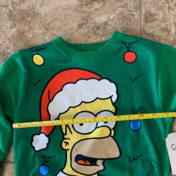Simpsons XS 4-5 Homer Christmas Festive Green Kids Sweater holiday shirt - Picture 9 of 12